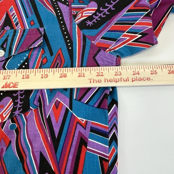 Vtg Wrangler X Lg Tails Shirt 16.5 35Purple Aztec Rodeo Cowboy Western‎ Checotah - Picture 9 of 12